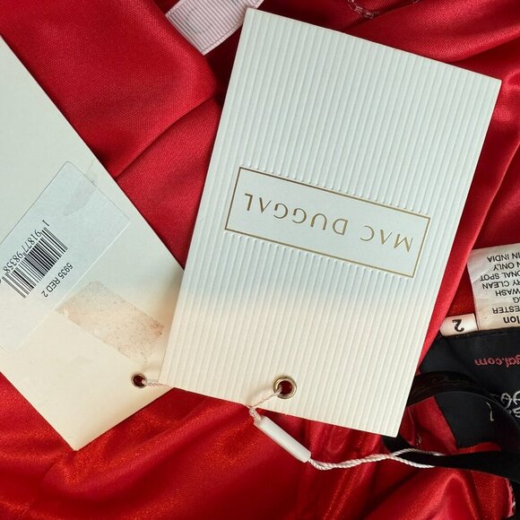 Mac Duggal Red Prom Spaghetti Strap Fringe Beaded Mini Dress Size 2 NEW - Picture 8 of 9